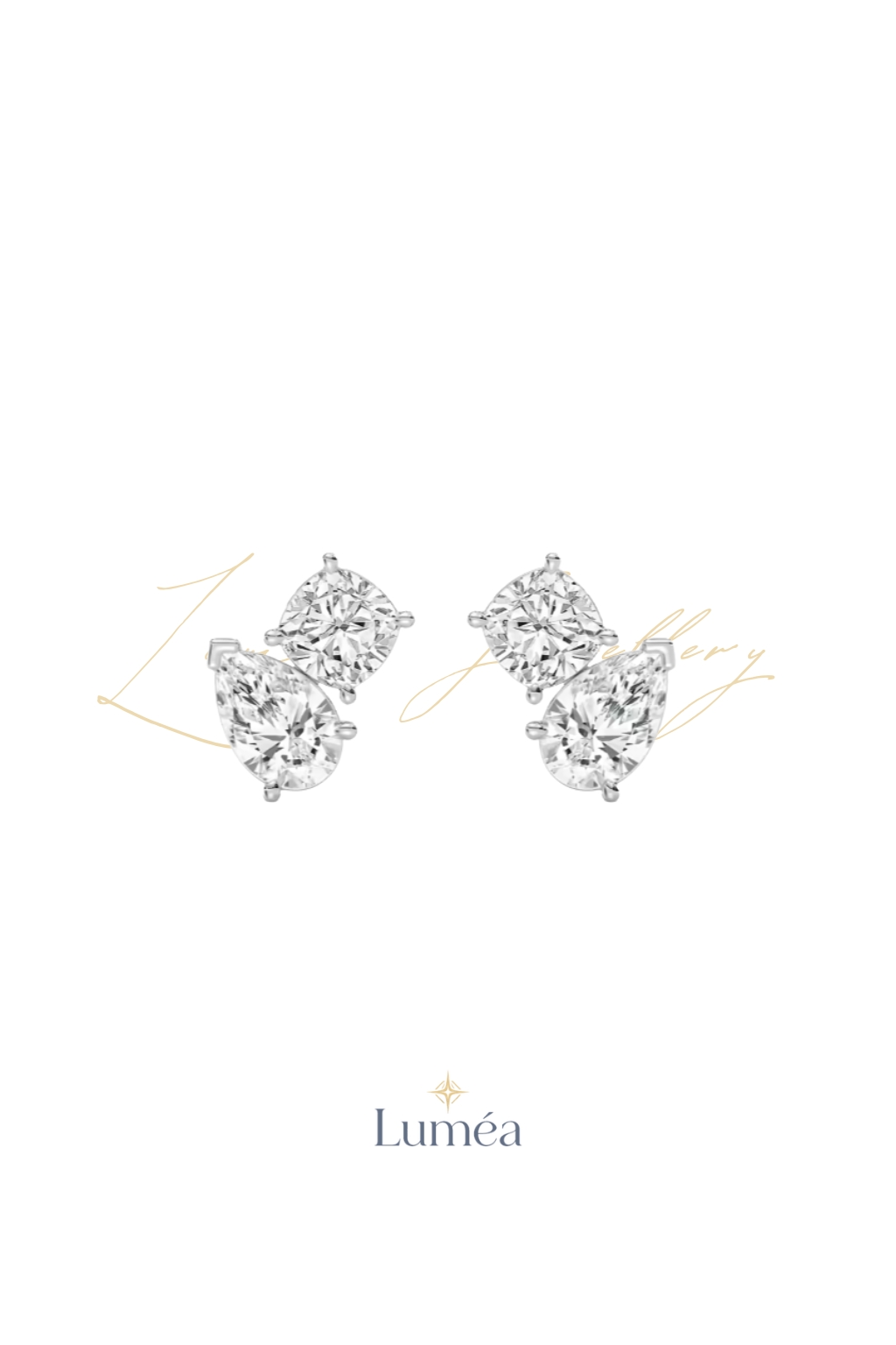 Teardrop Toi et Moi Studs 1.0ct/1,0ct
